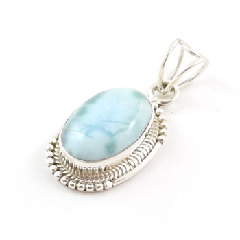 Pure silver sea blue larimar pendant 